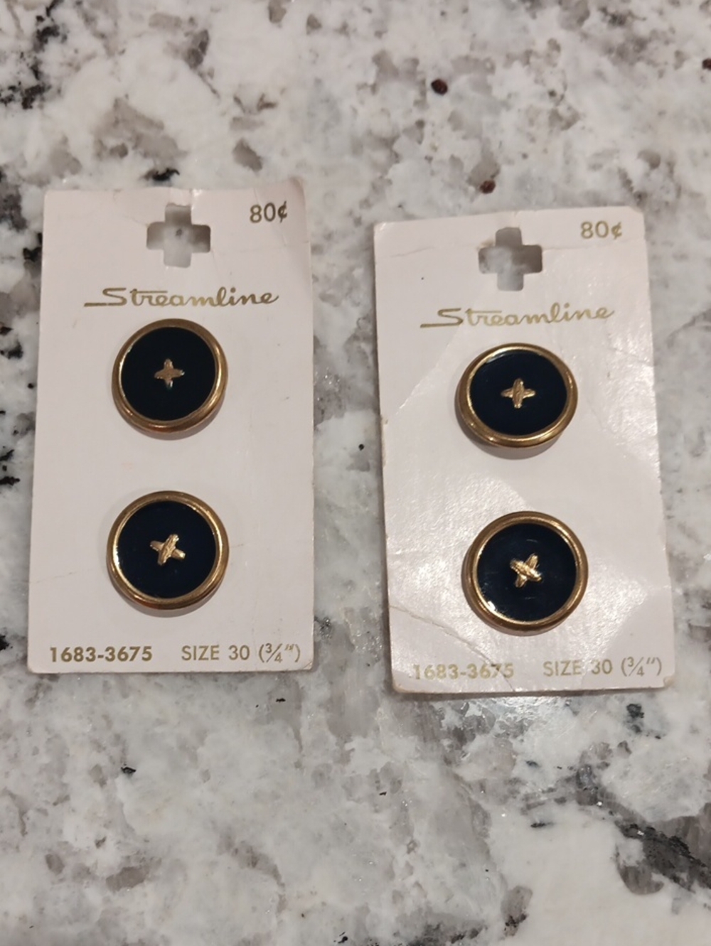 Vintage Navy & Gold Button Set - Size 30 (3/4")